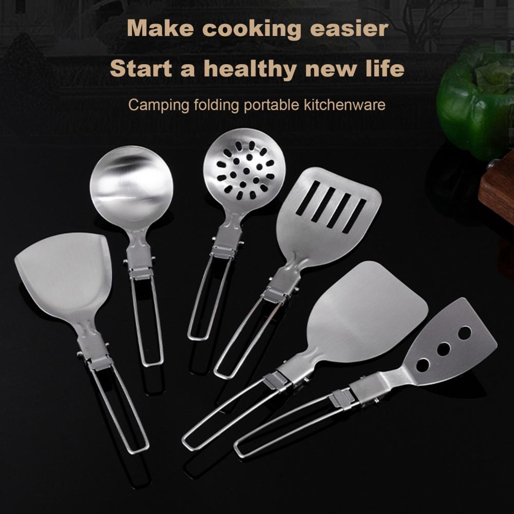 Camping Cooking Set Non Stick - Spatule de camping en acier inoxydable,