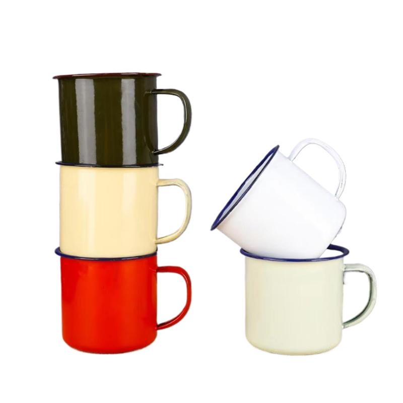 Camping Cooking Pot - 【M】Tasses à boire en émail, plusieurs