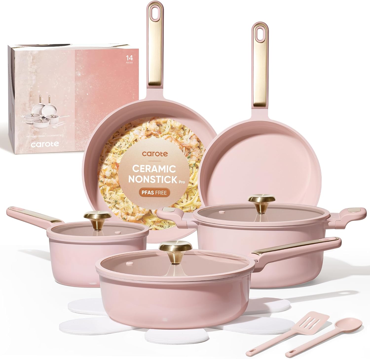 Camping Cooking Set Non Stick - Ensemble de casseroles en céramique antiadhésives,