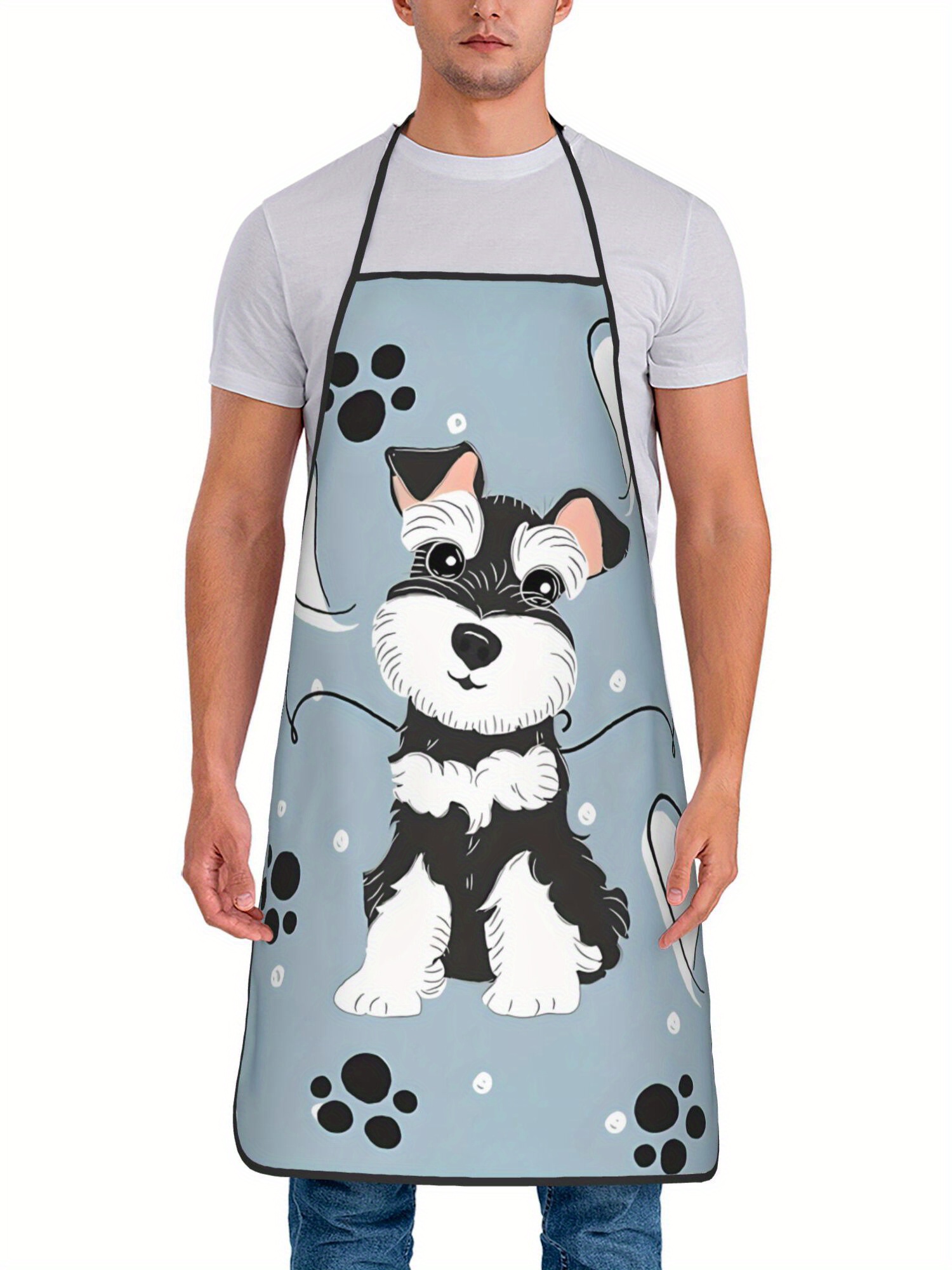 Camping Cooking Apron - Tablier amusant imprimé Schnauzer miniature noir