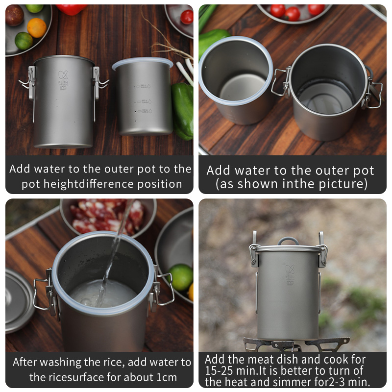 Casserole à riz en titane pur  - Camping Cooking Gear avis et prix