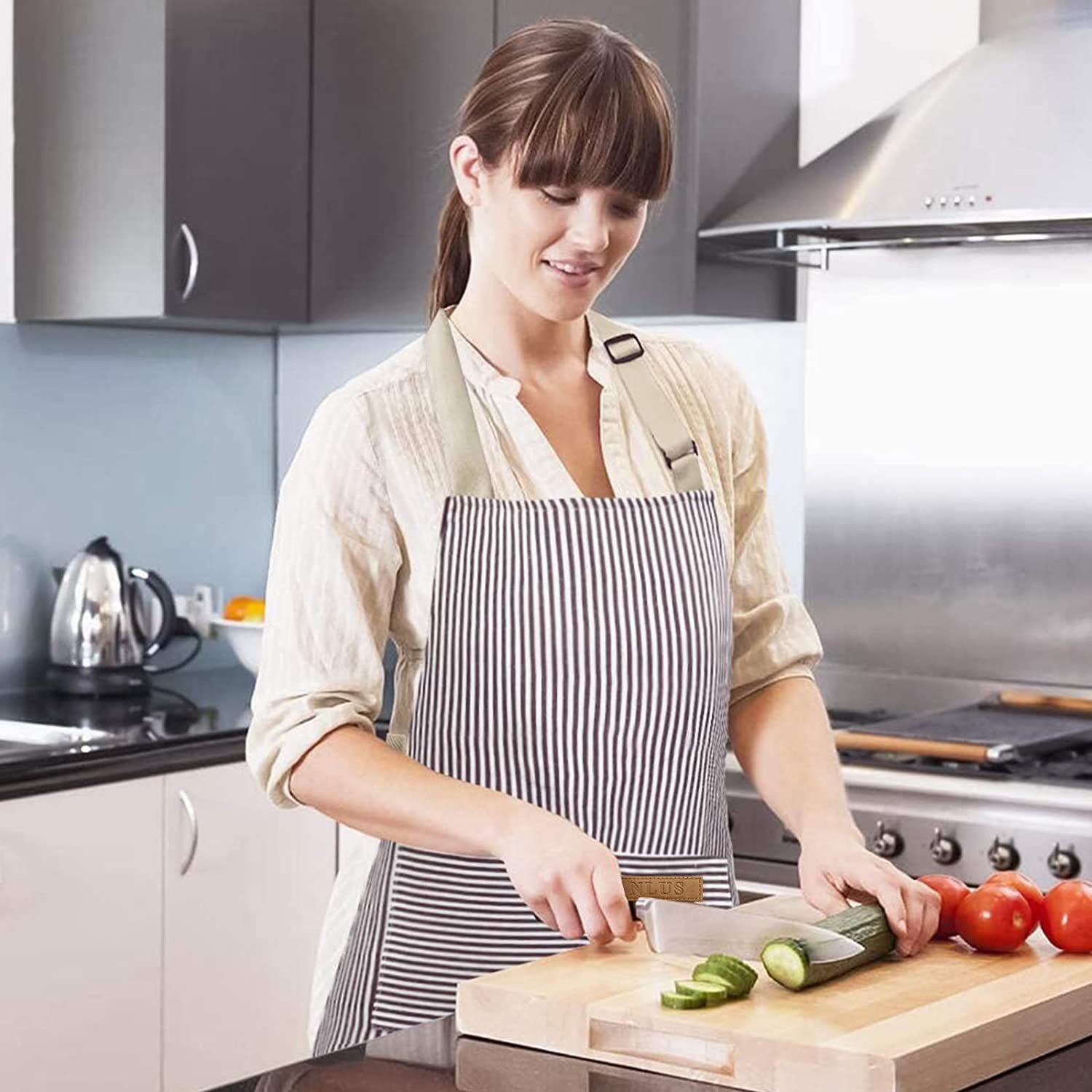 Tablier de cuisine rayé noir e - Camping Cooking Apron avis et prix
